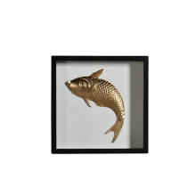 Mayco golden metal fish decoration with mdf wall art for livingroom